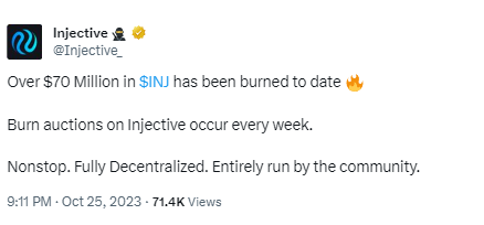 Injective：迄今已有价值超7000万美元的INJ代币被销毁
