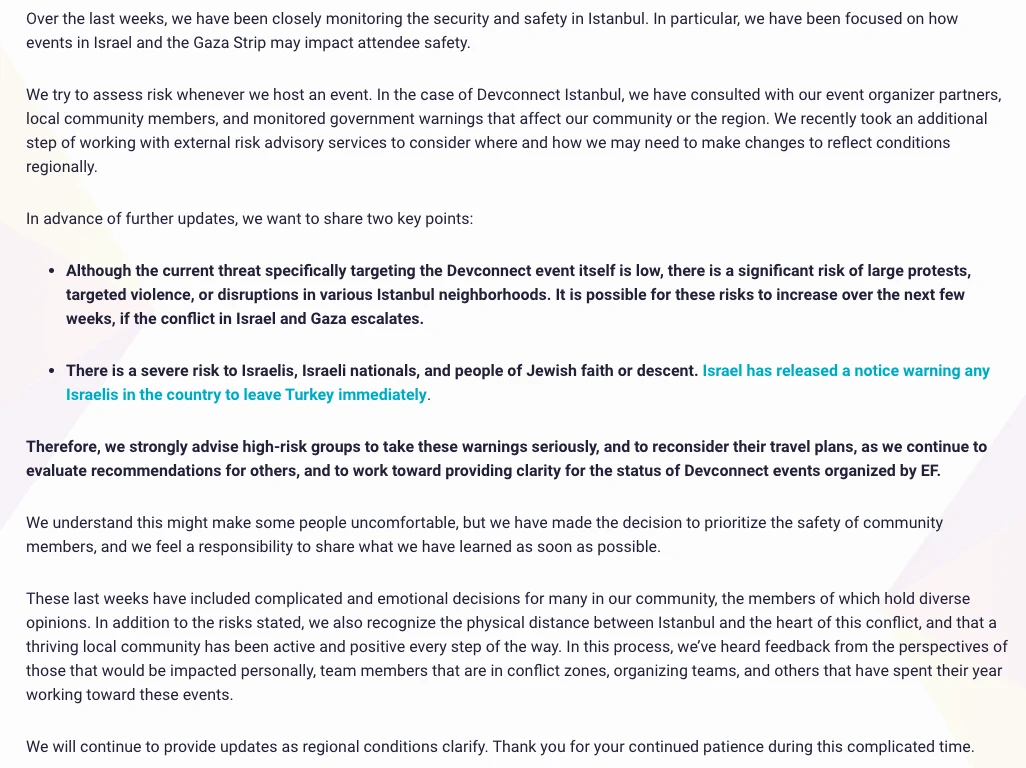 战争风险外溢，今年的ETH伊斯坦布尔会议显得“不合时宜”