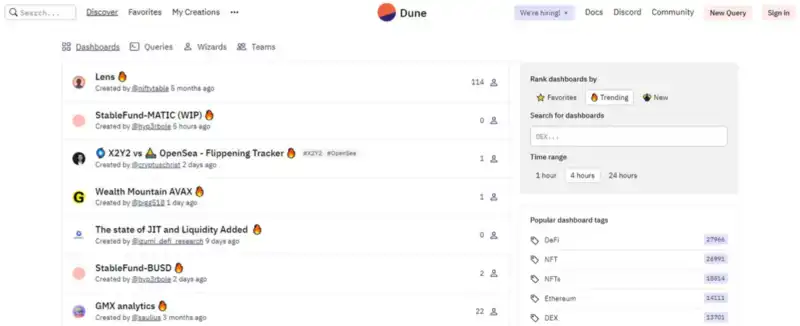 Dune Analytics 链上数据
