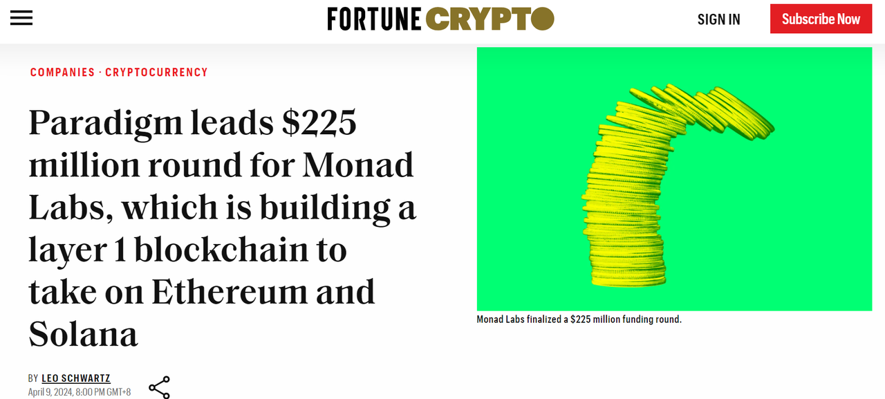 融资2.25亿美元，Monad能否成为L1头部项目？