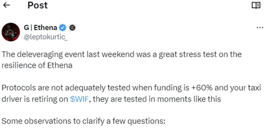 Ethena即将发生内爆？有人给出100万美元的漏洞报价