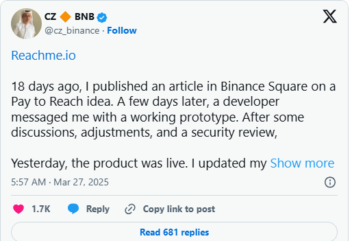 CZ“付费联系”引发热议：加密大佬的时间值多少钱？