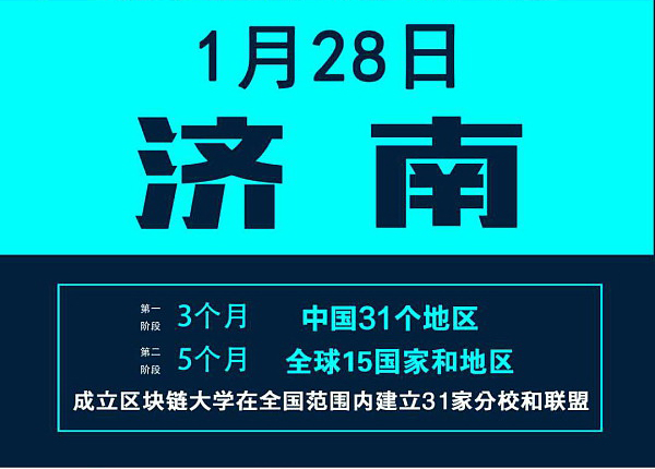 “区块链知识普及全球行”第二轮全国巡回将于1月28日从山东济南盛大启航